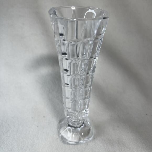 Cristal d'Arques Durand Soliflor 8 3/4" 24% Lead Crystal Waffle Cut Bud Vase - Picture 1 of 7